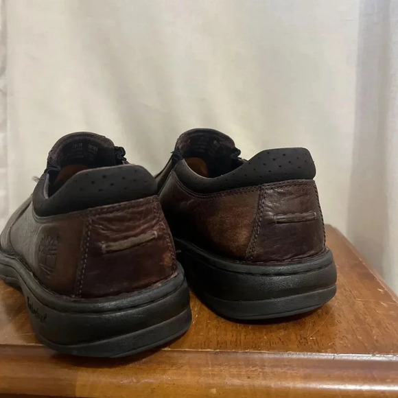 Timberland Loafers Mens Size 9.5 Brown Leather Slip On Classic Logo Sensorflex - Picture 6 of 11